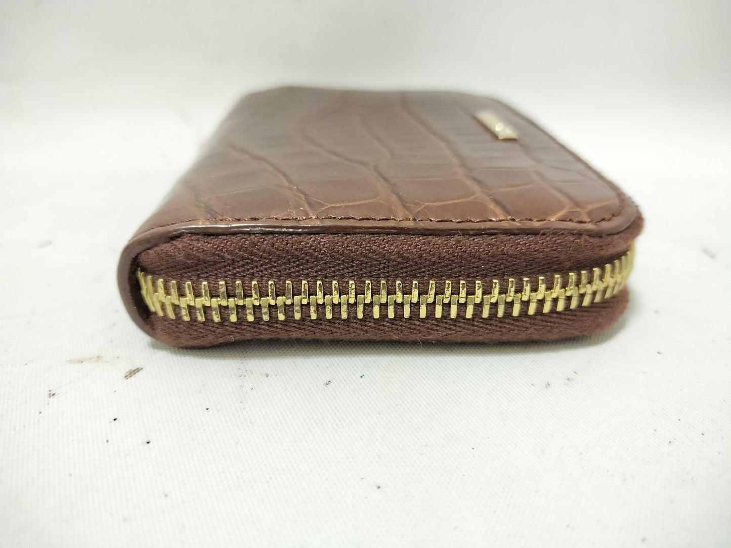 FENDI FENDI Coin Case Crocodile Embossed Brown Coin Case