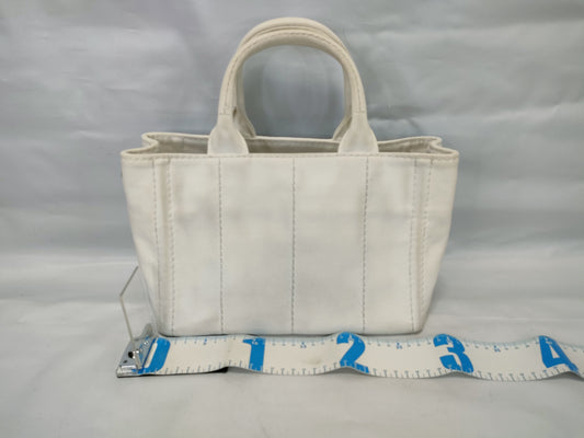 PRADA Canapa Canvas 2-Way Handbag White