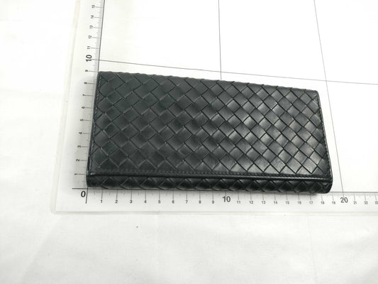 BOTTEGA VENETA Intrecciato Bottega Long Wallet Black Wallet
