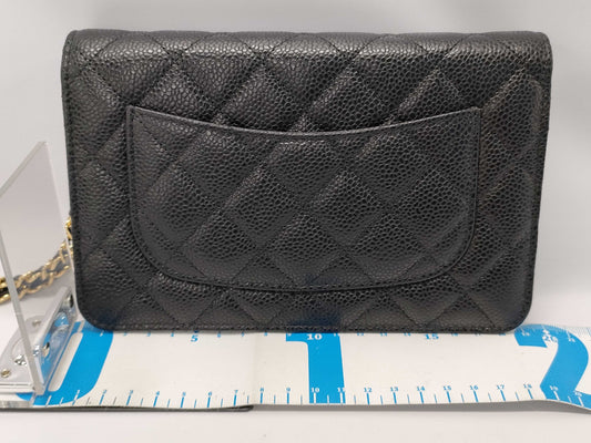 CHANEL Caviar Leather Chain Wallet A33814 Gold Hardware Black 27 Series Shoulder Bag