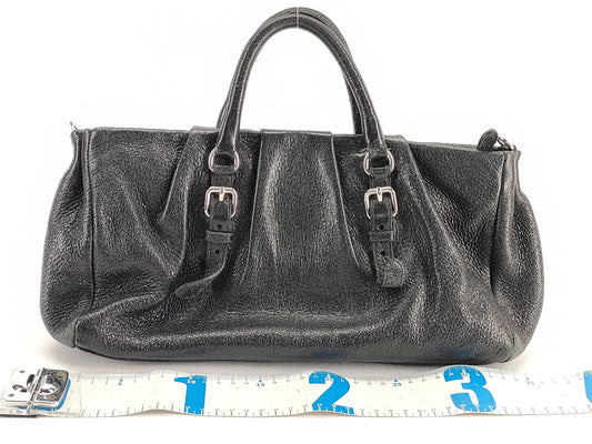 PRADA Prada Lamé 2-Way Bag Black Accessories: Shoulder Strap Handbag