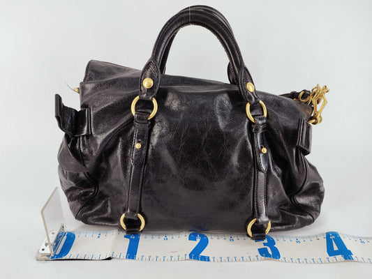 Miu Miu 2-Way Handbag with Side Ribbon Leather Handbag