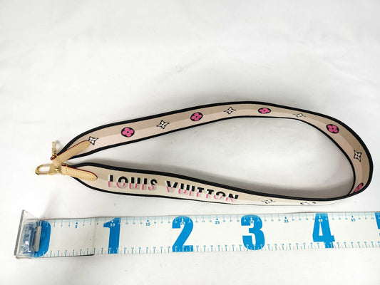 LOUIS VUITTON Signature Strap, Beige/Black/Pink, Signature Canvas with Gold Hardware