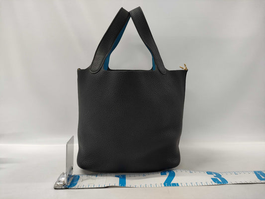 HERMES Picotin Lock MM Kazak 22 Taurillon Black/Blue Zanzibar Y Stamp Handbag