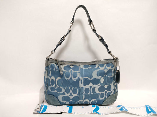 COACH Signature 2172 Semi-Shoulder Bag Canvas/Suede Blue Shoulder Bag