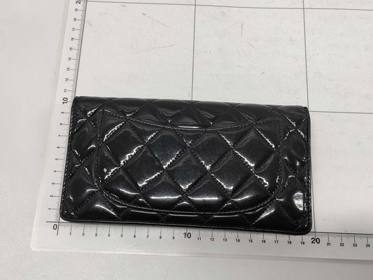 CHANEL Patent Leather Matelasse Bifold Wallet, Black, Seal, 14349447, Box and Dust Bag Included