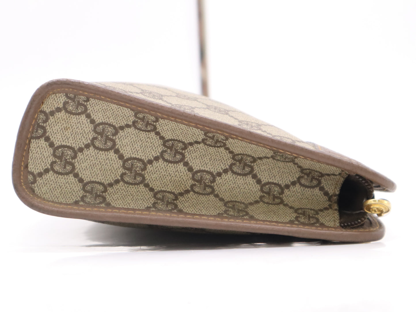 GUCCI GG Supreme 014・122・6063 GG Supreme x Leather Second Bag Brown with Dust Bag