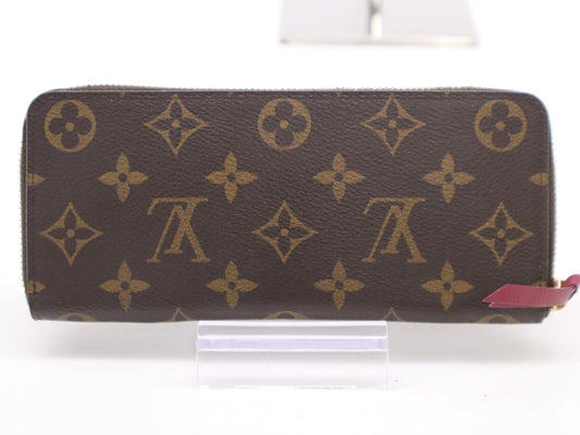 LOUIS VUITTON Monogram M60742 Monogram Portefeuille Clemence Fuchsia Wallet