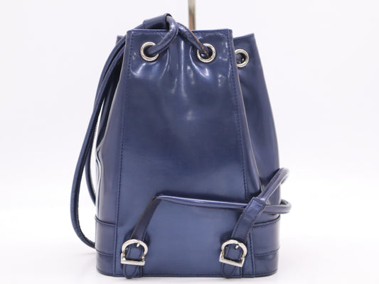Salvatore Ferragamo Vara Patent Leather Shoulder Bag, Blue, Drawstring Style