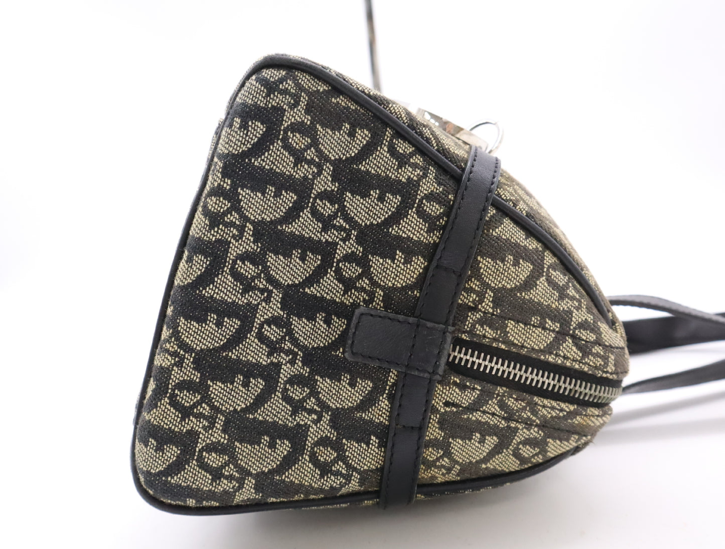 Dior Trotter Canvas and Leather Trotter Pattern Handbag, Black, with Dust Bag