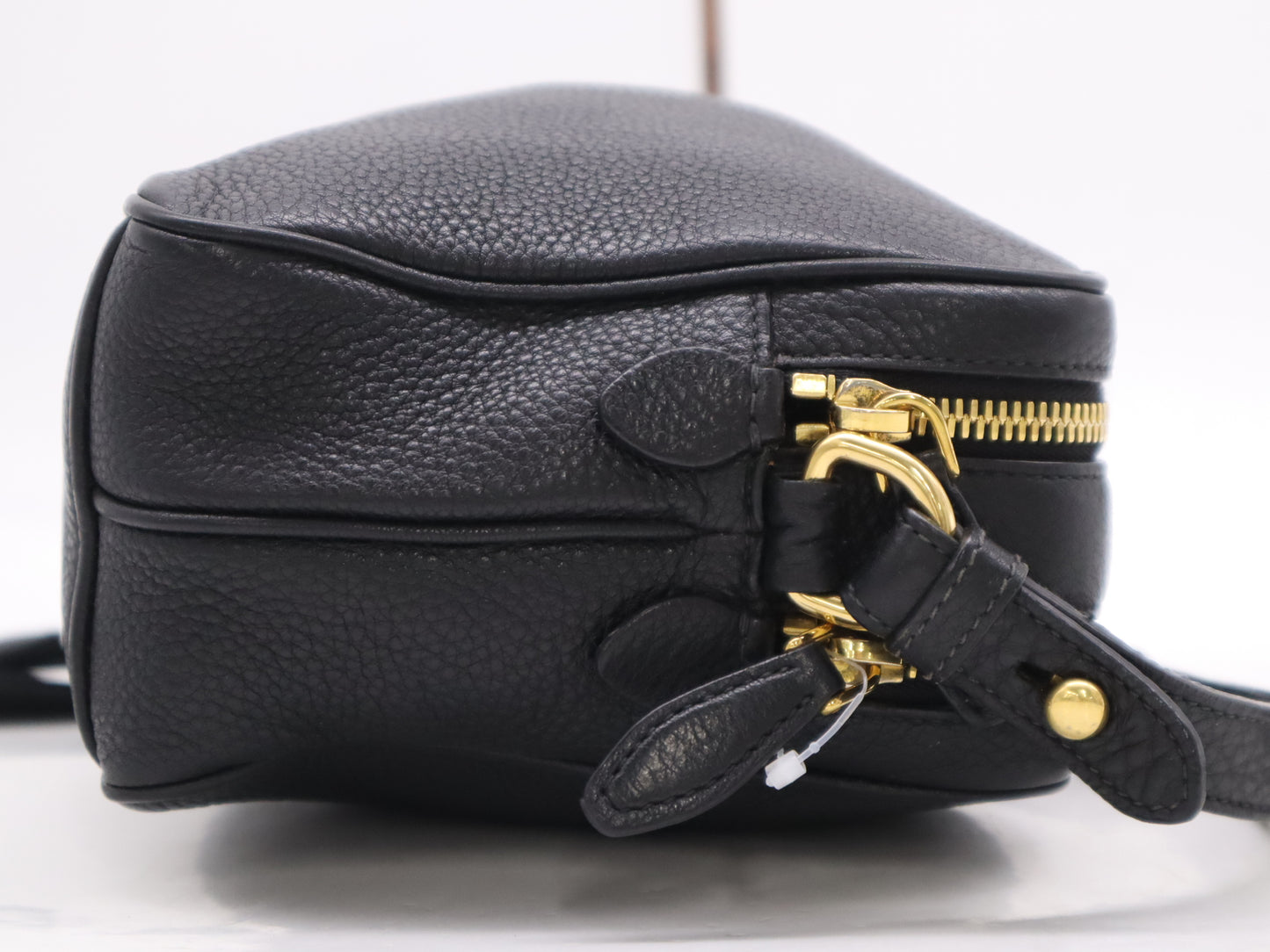 PRADA Leather Logo Shoulder Bag with GD Hardware, Black