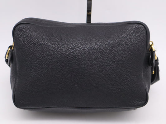PRADA Leather Logo Shoulder Bag with GD Hardware, Black
