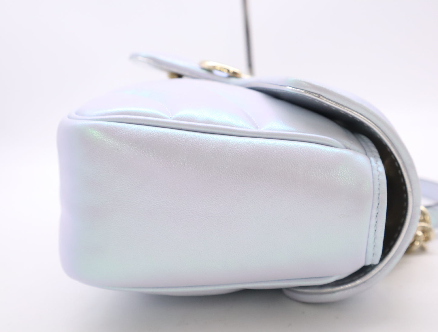 GUCCI 443497 GG Marmont Chain Shoulder Bag with Dust Bag, Blue Aurora