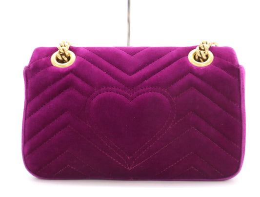 GUCCI 446744 GG Marmont Velvet Chain Shoulder Bag Purple Shoulder Bag