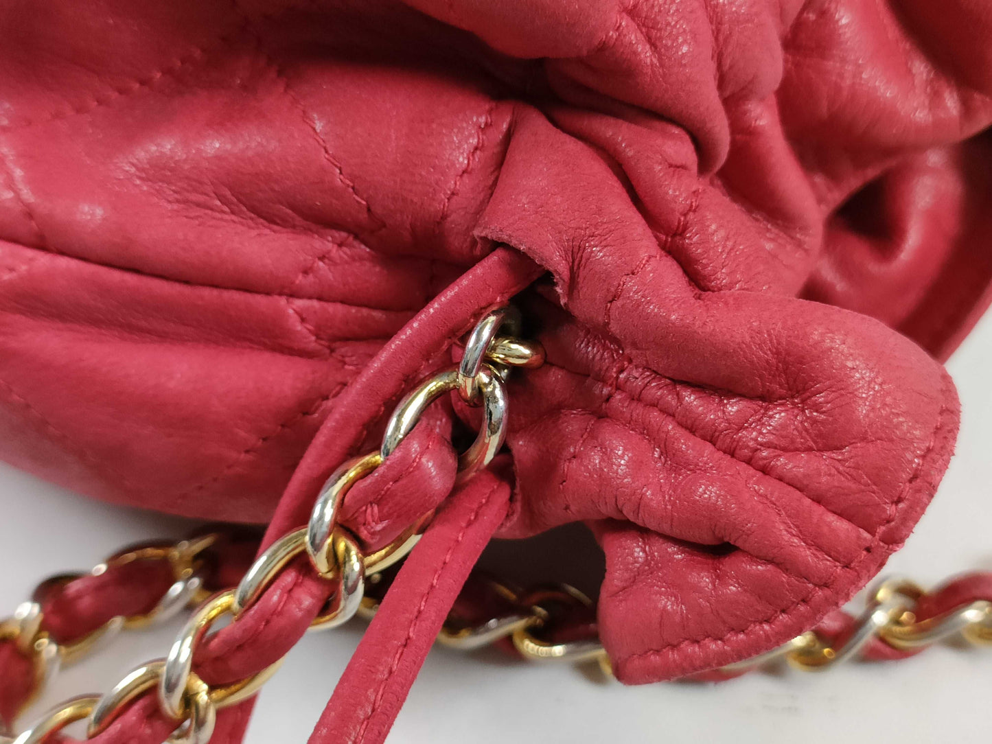 CHANEL Matelasse Lambskin Chain Shoulder Bag with Drawstring and Seal