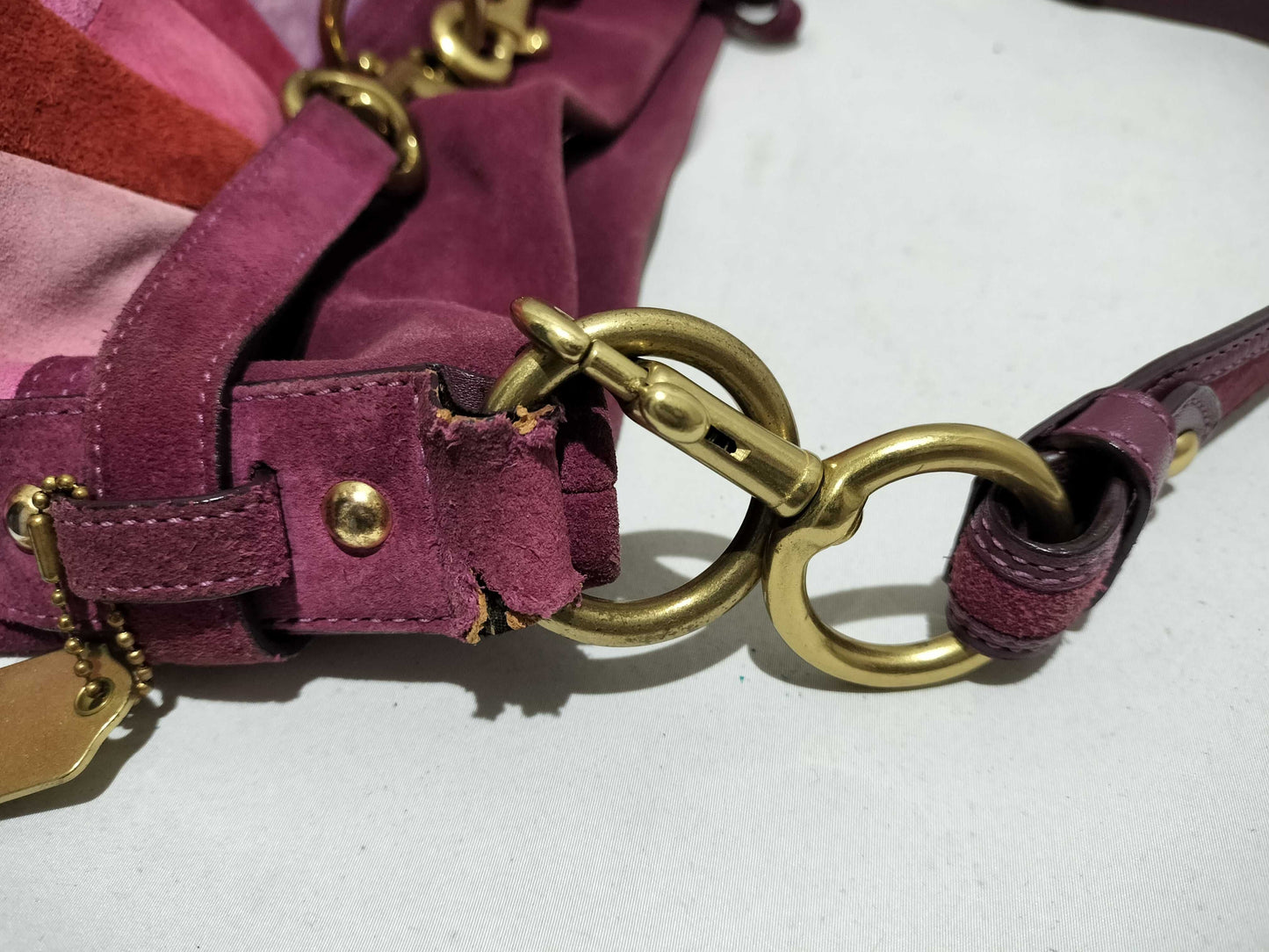 COACH Suede One-Shoulder Bag Patchwork Shoulder Bag