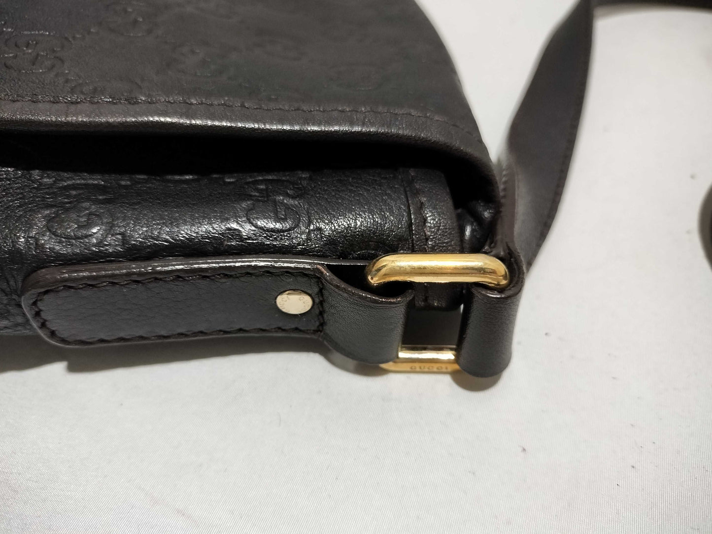 GUCCI 223666 Guccissima Shoulder Bag Flap Leather Black Shoulder Bag