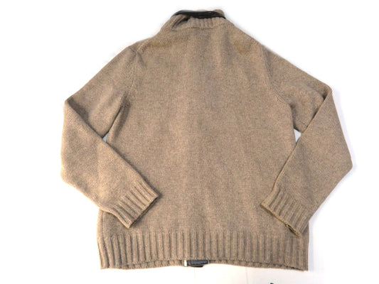 HERMES Knit Jacket Leather XL Men's Jacket