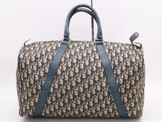 Dior Leather Trotter Boston Bag Ivory Green SV Hardware