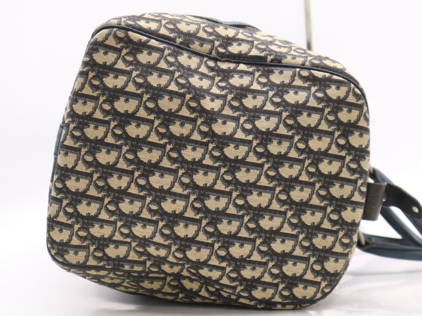 Dior Leather Trotter Boston Bag Ivory Green SV Hardware