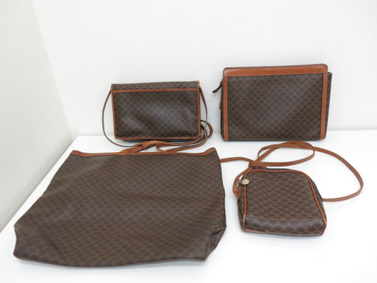 CELINE CELINE 4-Point Mountain Macadam PVC Leather Tote Clutch Shoulder Bag Brown Bag