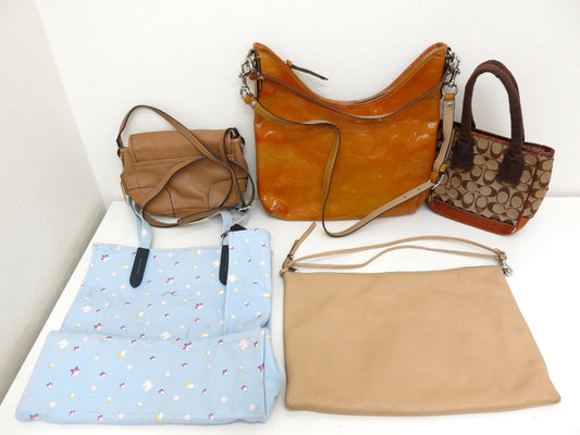 COACH COACH 5-Point Mountain Signature Canvas Leather Patent Shoulder Handbag Beige Yellow Bag