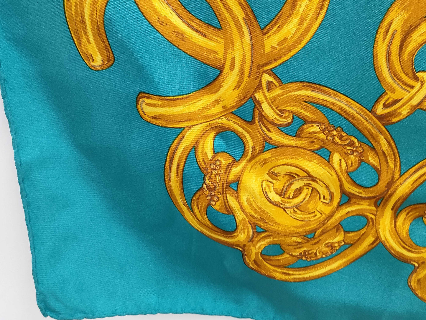 CHANEL Cocomark Chain Blue Scarf 29 Scarf