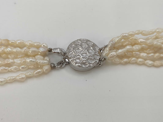 8-Row Poppy Pearl SV 40.7g Necklace