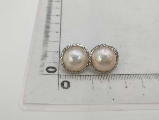 Mabe Pearl Diameter Approx. 15.3mm*2 K14WG 5.8g Earrings