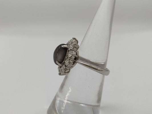 Colored Stone Cat's Eye 4.770ct D1.288ct PT900 10.0g Ring