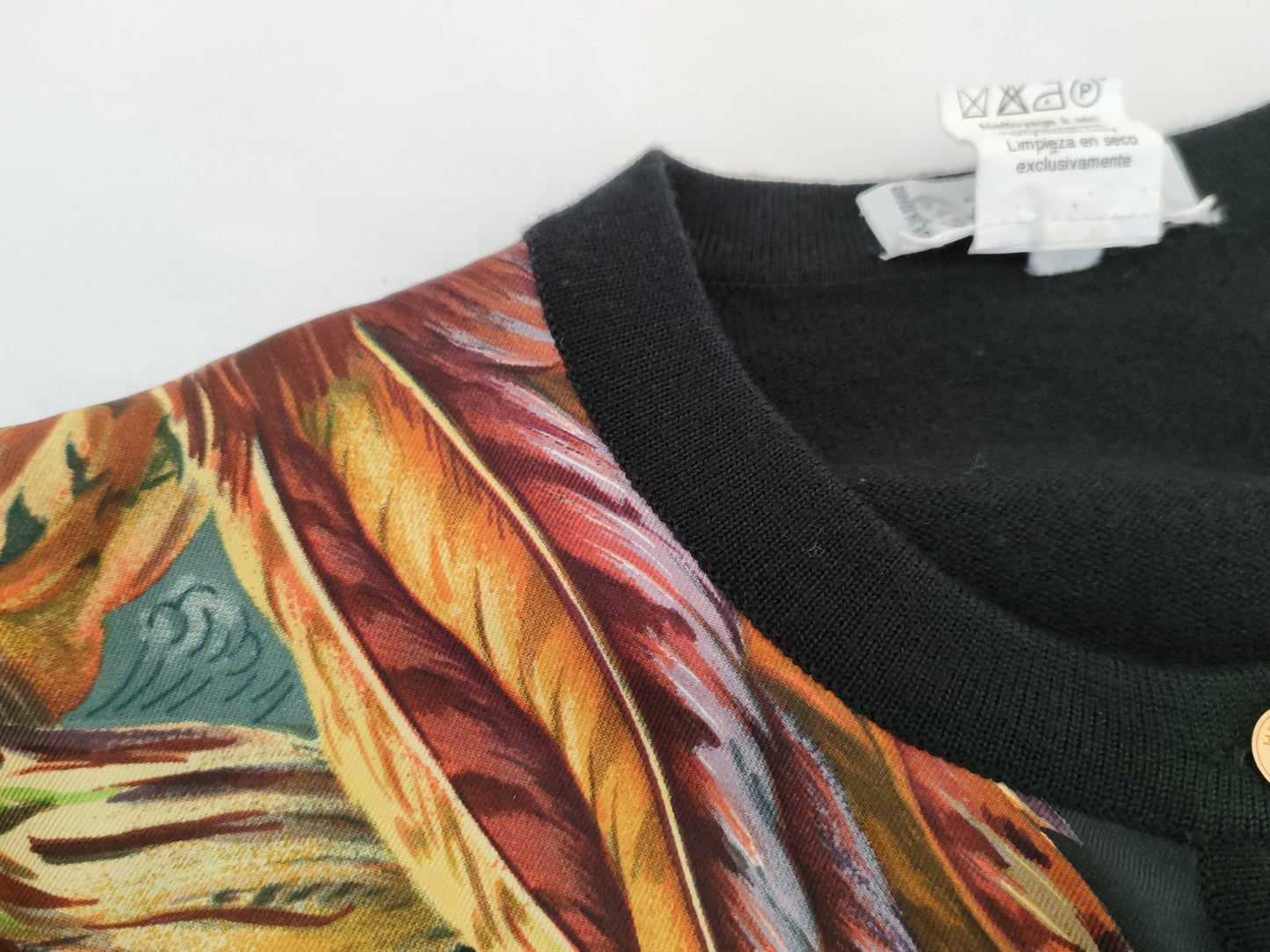 HERMES Animal Print Gold Button Vintage Cardigan #34