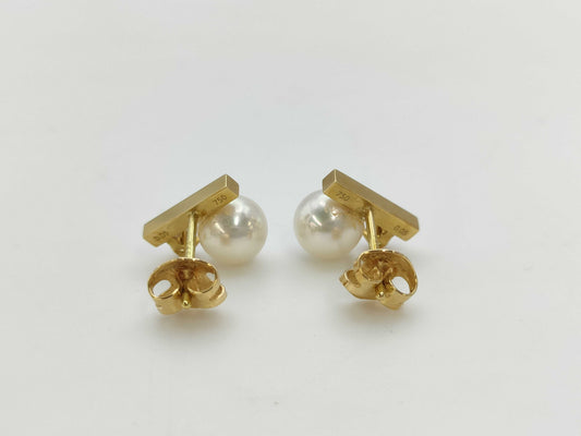 TASAKI Petit Balance Class Pearl Diameter Approx. 6.8mm*2 D0.05/0.05ct YG 750 3.1g Earrings