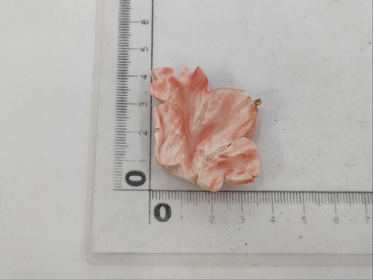 Carved Coral K18 15.4g Pendant Top
