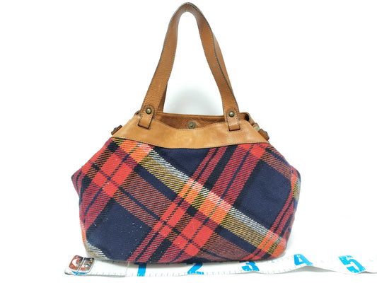 BURBERRY Blue Label Nova Check Felt/Leather Handbag Tote Bag Handbag