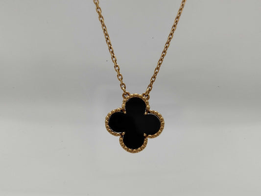 Van Cleef&Arpels Vintage Alhambra Onyx YG 750 5.2g Necklace