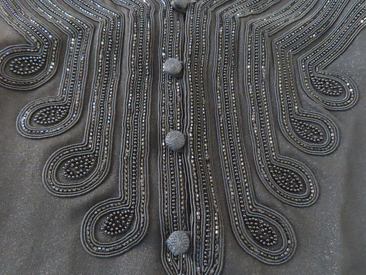 SAINT LAURENT tunic with beading, sequins, and glitter in silk, black, size 38.