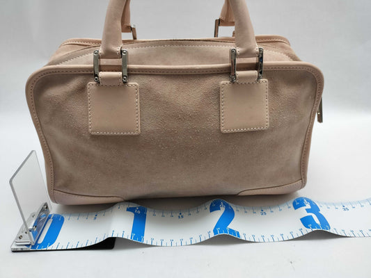 LOEWE Amazona Handbag Suede Mini Boston Bag Beige