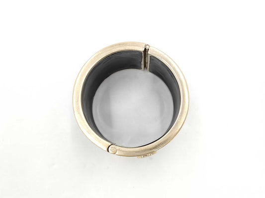 CHANEL CHANEL Bangle Leather Black x Gold Cocomark B16B Bracelet Bangle