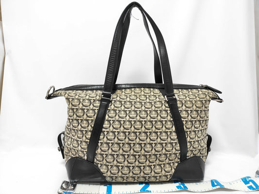 Salvatore Ferragamo Gancini THE GANCINI 2-Way Bag GG-24A132 Black Boston Bag