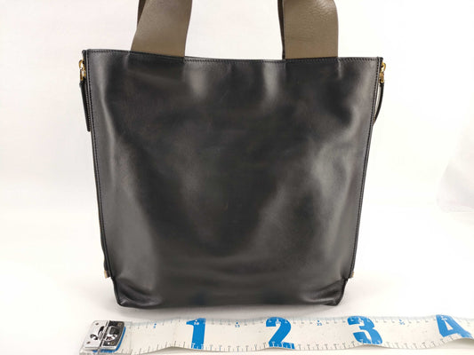 MARNI MARNI Side Zip Tote Bag Black Leather Tote Bag