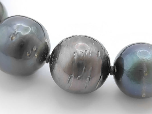 Black Butterfly Semi Round Pearl Diameter Approx. 7.3-12.0mm SV 54.2g Necklace