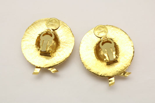 CHANEL straw hat earrings