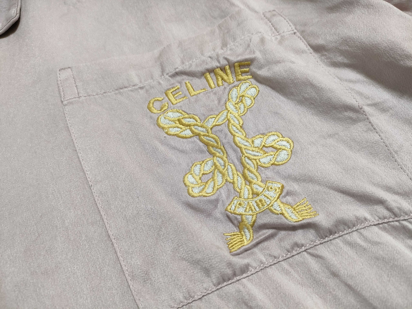 CELINE CELINE logo embroidered set satin shirt pants other apparel