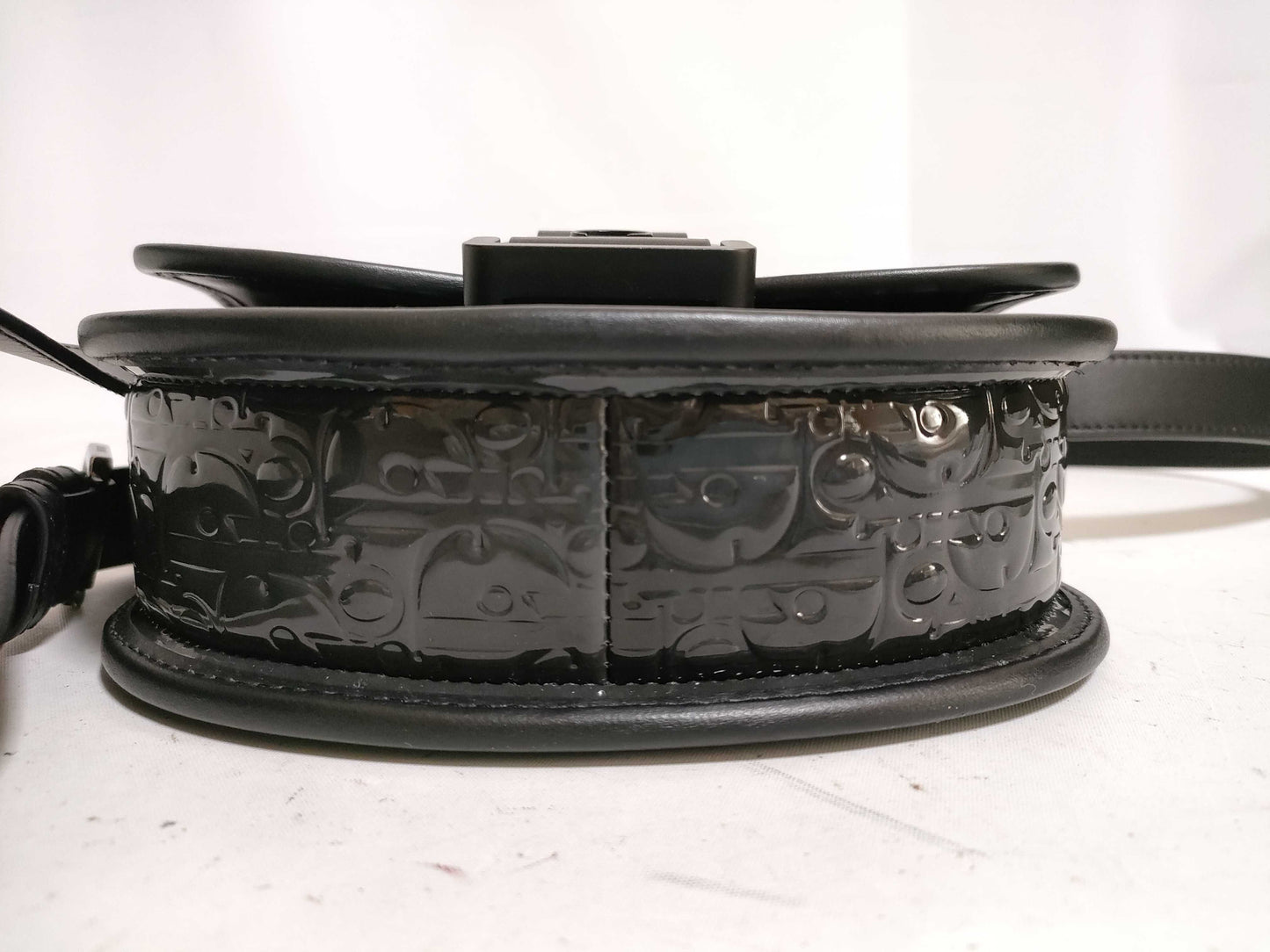 Christian Dior Trotter Saddle Bag, Enamel, Black, Shoulder Bag