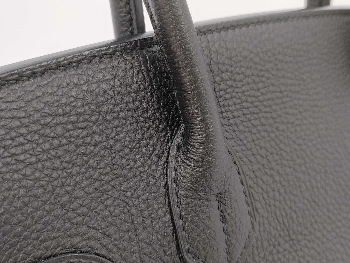 HERMES Birkin 30 Black Silver Fittings □R Engraved Topo