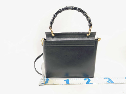 GUCCI Bamboo Gucci 2way Bag Black Handbag