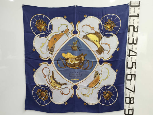 HERMES Scarf Carre90 Blue Tagged Scarf