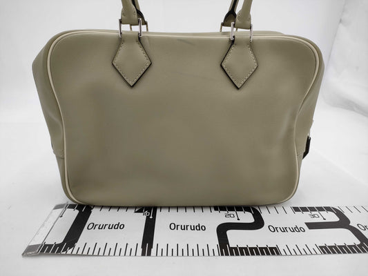 HERMES Plume 28 Vosswift Sage Cre SS A Engraved Pouch