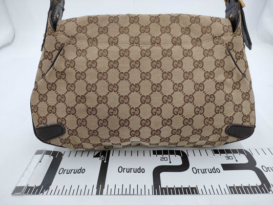 GUCCI Horsebit One Shoulder GG Canvas Beige GP Shoulder Bag