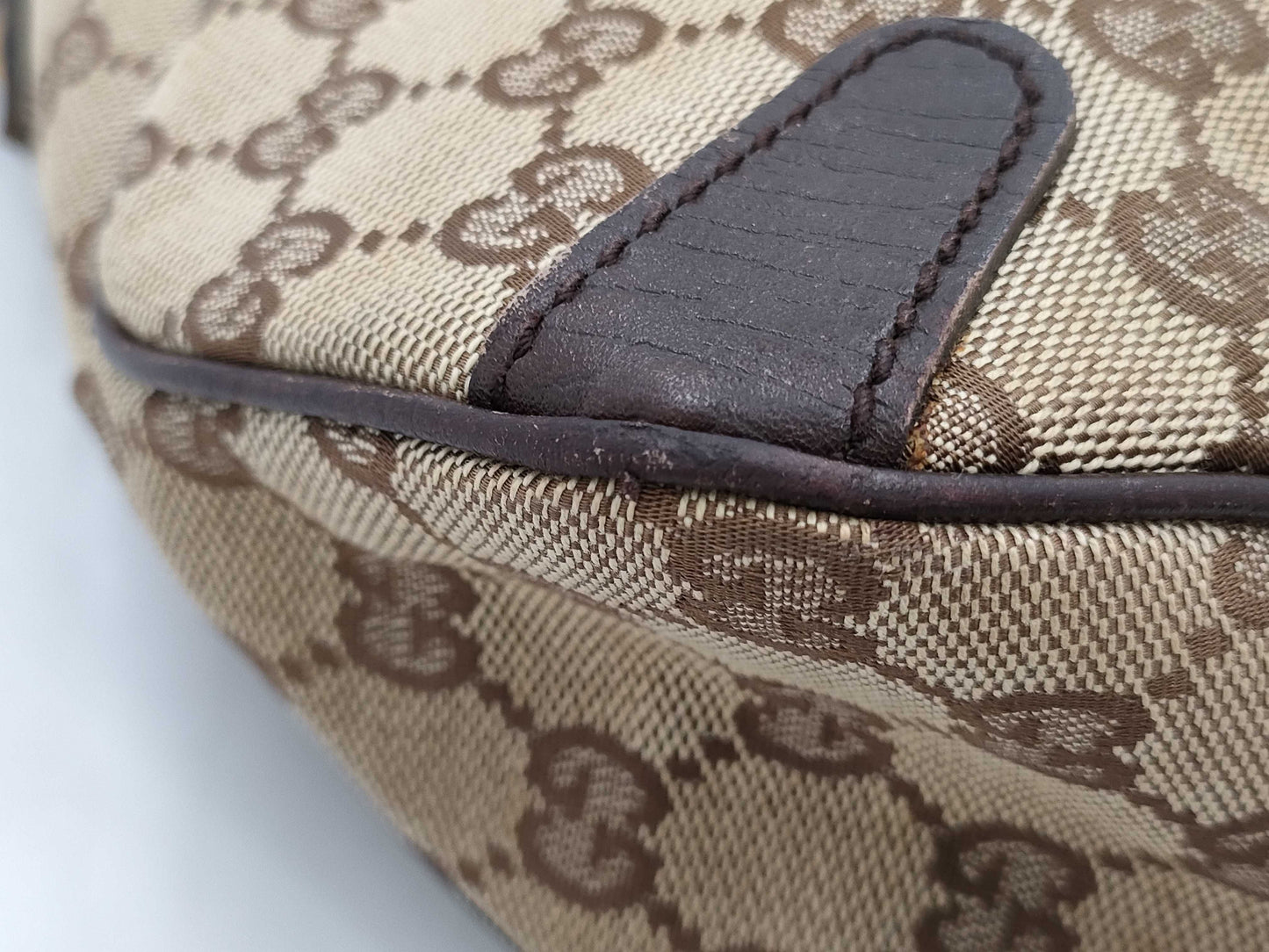 GUCCI Horsebit One Shoulder GG Canvas Beige GP Shoulder Bag